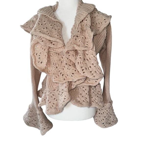 Sweet hallow out ruffle flare cardigan sz s - Picture 2 of 6